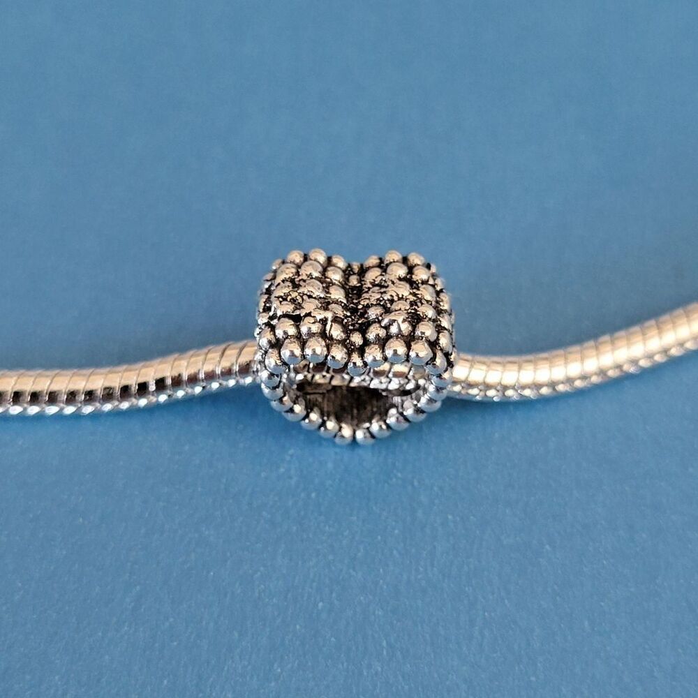 New! For Pandora Charm Bracelets Antique Silver Color Hollow Heart Charm - Picture 3 of 8